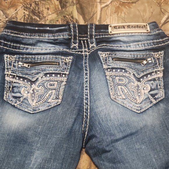 Rock Revival Distressed Blue Women's Jeans - Picture 1 of 7